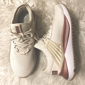Puma shoes. Light beige, pink/rose gold and white.